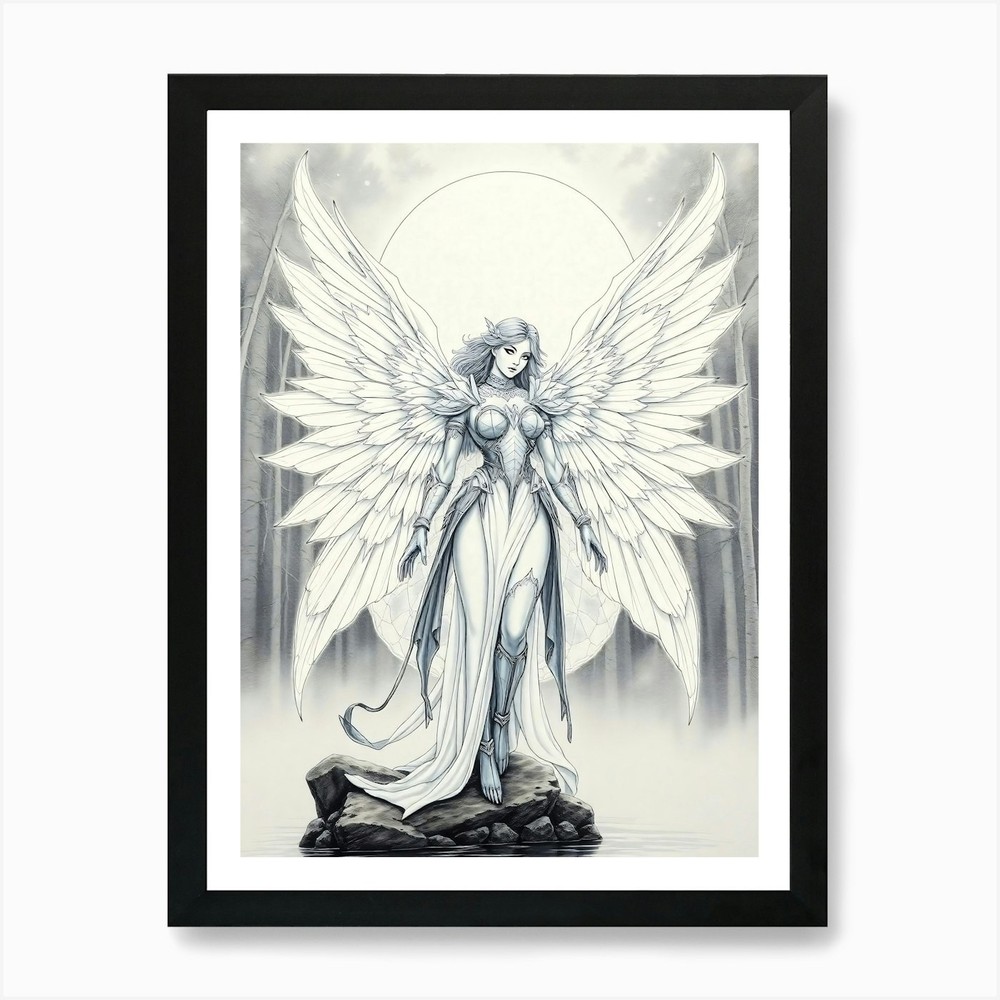 Angel Beauty Drawing Art Print Framed Wall Art Poster Canvas Print Picture