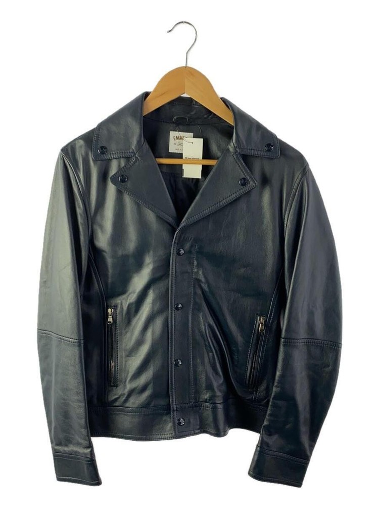 Emmeti Navy Leather Blouson Jacket Size 46 Style 173