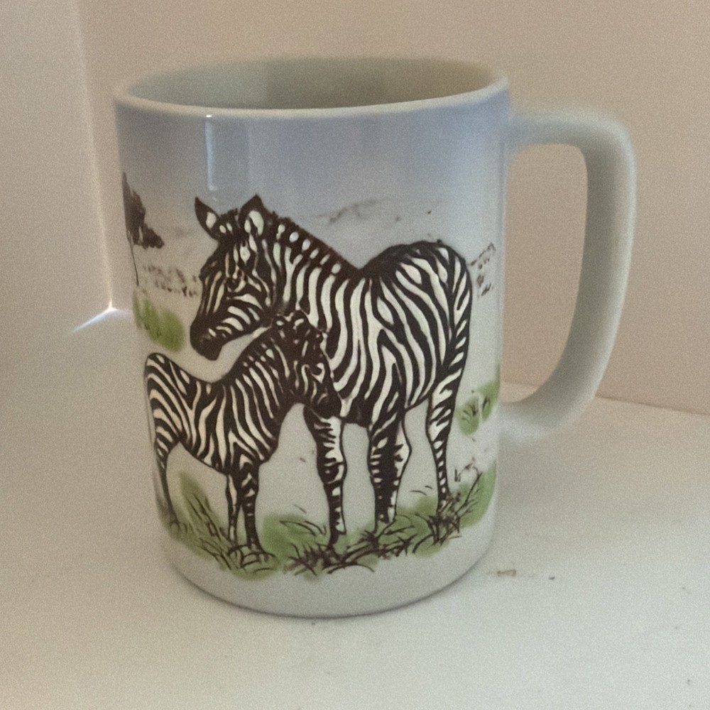 Otagiri  Zebra & Baby Coffee Mug Cup Stoneware Pottery Made In Japan