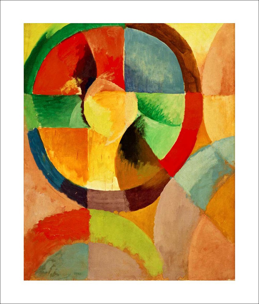 Delaunay Circular Shapes abstract fine art giclee print wall art WITH BORDER-image