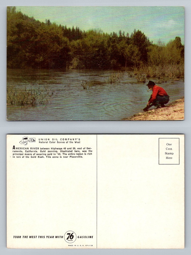 Placerville, CA-California, American River Gold Panning Scene Vintage Postcard