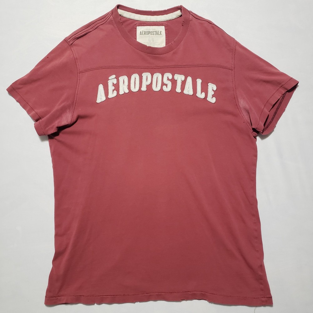 Aeropostale T Shirt Womens Large Vintage Y2K Single Stitch 100% Cotton Red