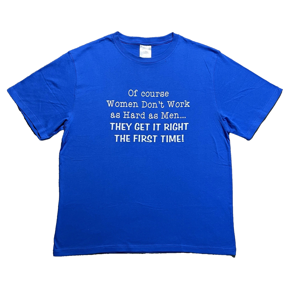 Vintage Funny Joke T Shirt XL Blue Adult Rude Humor Graphic Y2K Classic Fit Tee