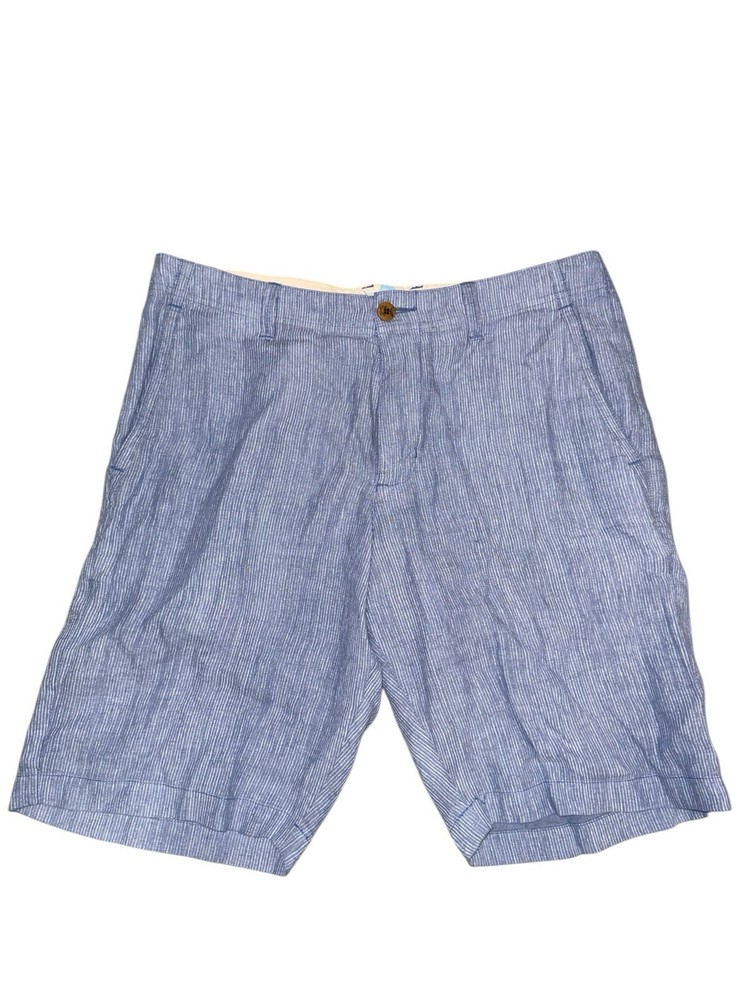 Tommy Bahama Men's Blue Striped Linen Cotton Blend Shorts