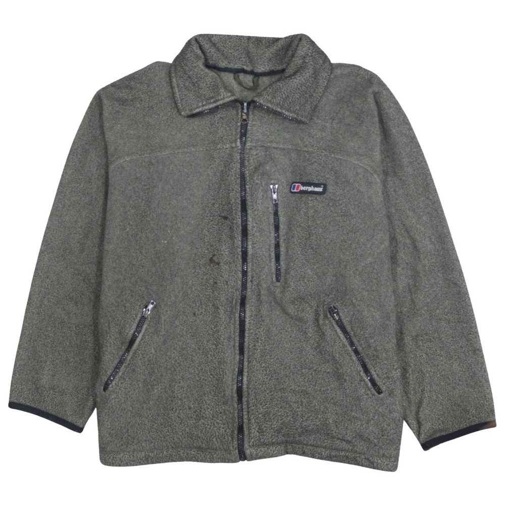 Berghaus Mens Fleece Jacket Khaki Green Full Zip Embroidered Logo Pockets L