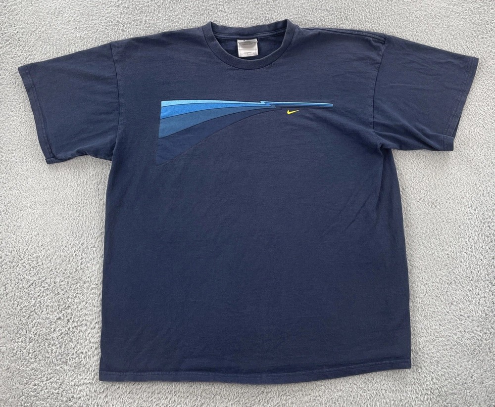 Vintage Nike Men’s Size XL Blue Short Sleeve Graphic Print T Shirt Y2K