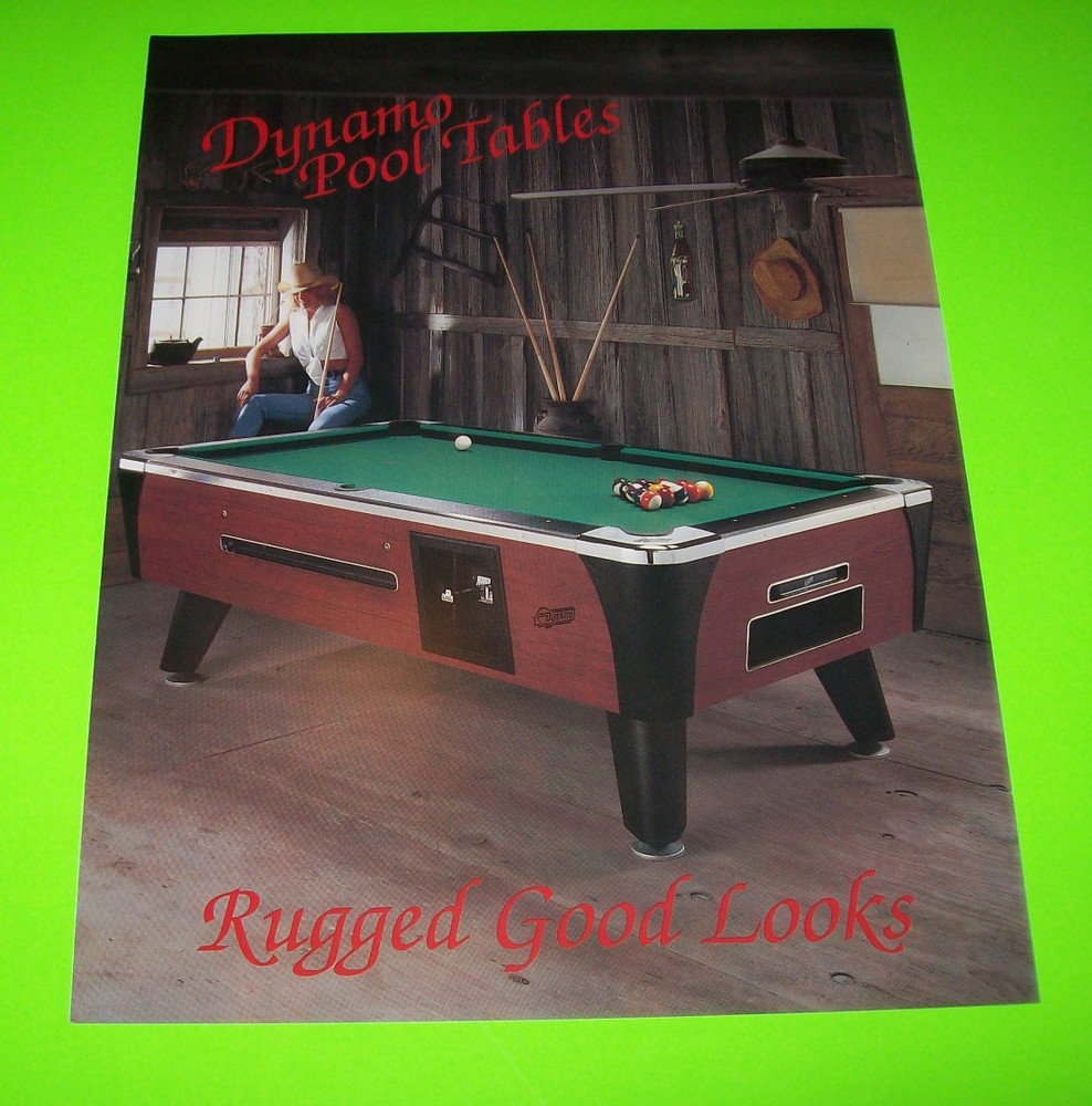 Vintage Dynamo Pool Tables Fold-Out Sales Flyer Brochure Original Rugged Design