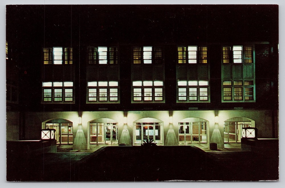 L. A. Pittenger Student Center Ball State Muncie Indiana Night View Postcard