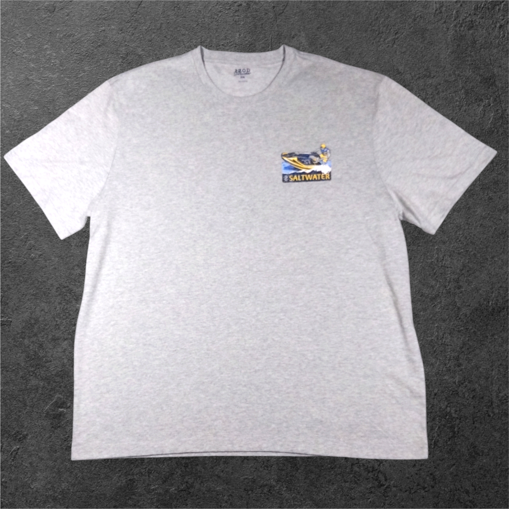 IZOD Saltwater Short Sleeve Crew Neck Grey Graphic T-Shirt Men's 2XL