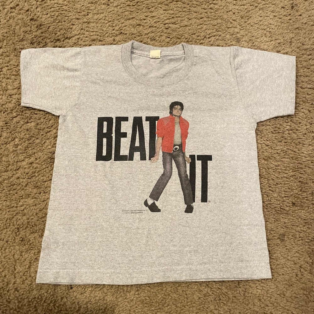 Vintage 1984 MICHAEL JACKSON BEAT IT T Shirt Size Youth 10-12 Screen Stars