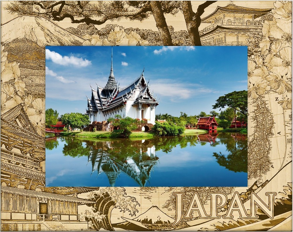 Japan Laser Engraved Wood Picture Frame Landscape (4 x 6)