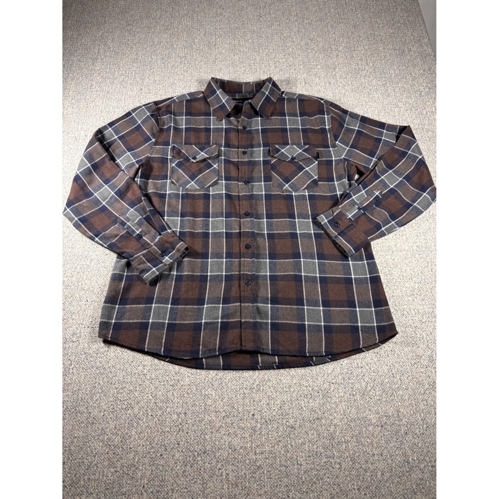 MOLOKAI SURF CO Plaid Brown Flannel Long Sleeve Button Up Shirt Men's XL