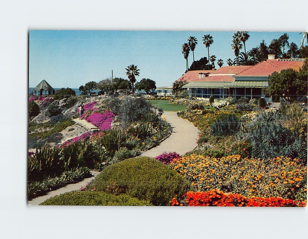 Postcard Victor Hugo Inn Heisler Park Garden Laguna Beach California USA