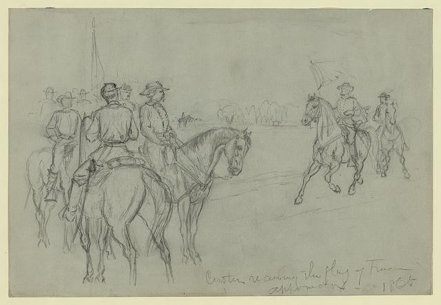 General Custer,Flag of Truce,Appomattox Campaign,Alfred Rudolph Waud,Civil War