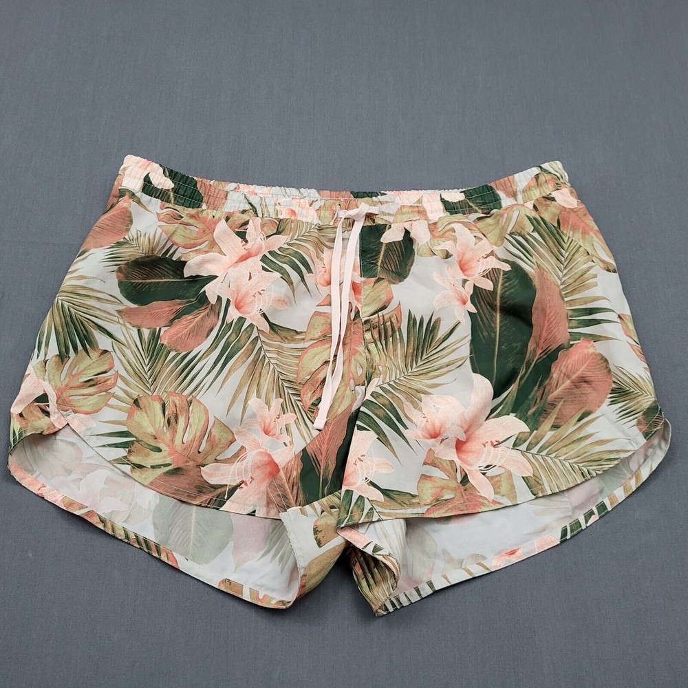 Old Navy Active Go-Dry Tropical Floral Running Shorts Pink Green Women Large