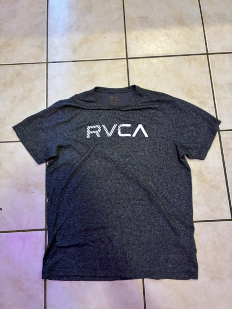 RVCA Men's Gray Graphic Logo Cotton Knit Crew Neck Short Sleeve T-Shirt XL