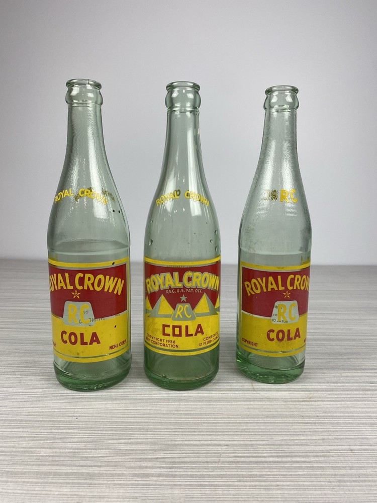 Vintage ROYAL CROWN COLA ACL Soda Bottles Excellent Condition Pyramid