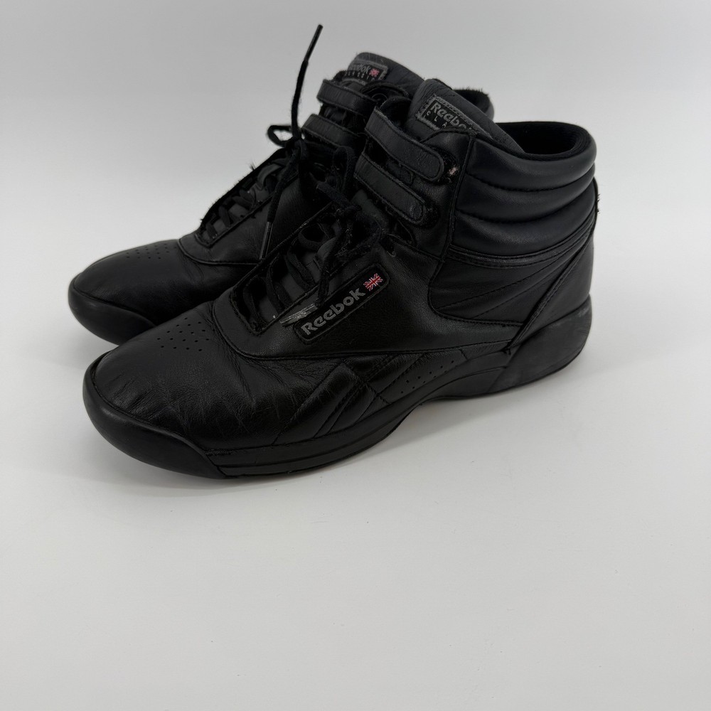 Reebok Classic Freestyle Hi Top Women's 9.5 Black Leather High Top Sneakers