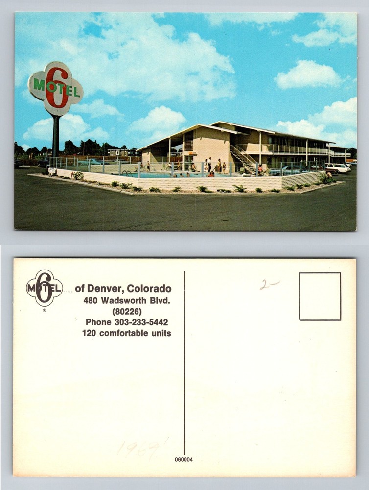Denver, CO-Colorado, Motel 6 Wadsworth Blvd Swimming Pool Vintage Postcard