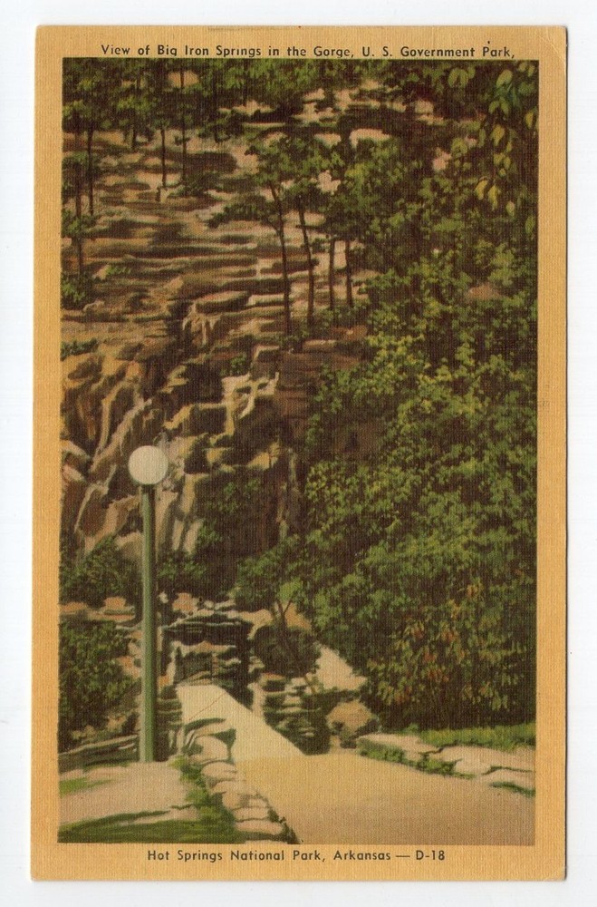 1940s? Linen - CLOSEOUT - Big Iron Springs in Gorge - Hot Springs Nat'l Park, AR
