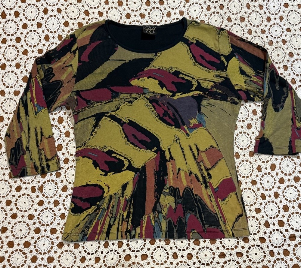 Vintage 90’s Y2K Katina Marie Abstract Artsy Colorful Festival Fun USA Medium