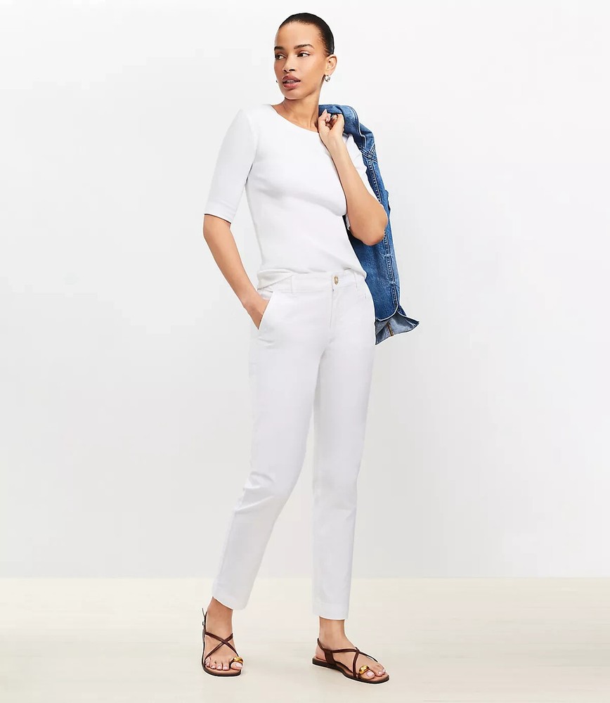 LOFT - The Monroe Slim - White Chino - Ankle Length Pants - Size 12