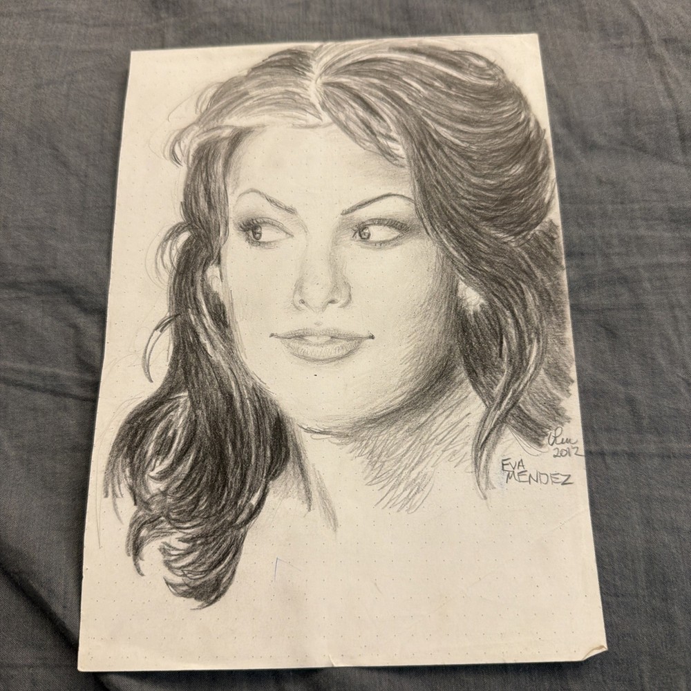 Drawing Of Eva Mendez By An Unknown Artist Signed