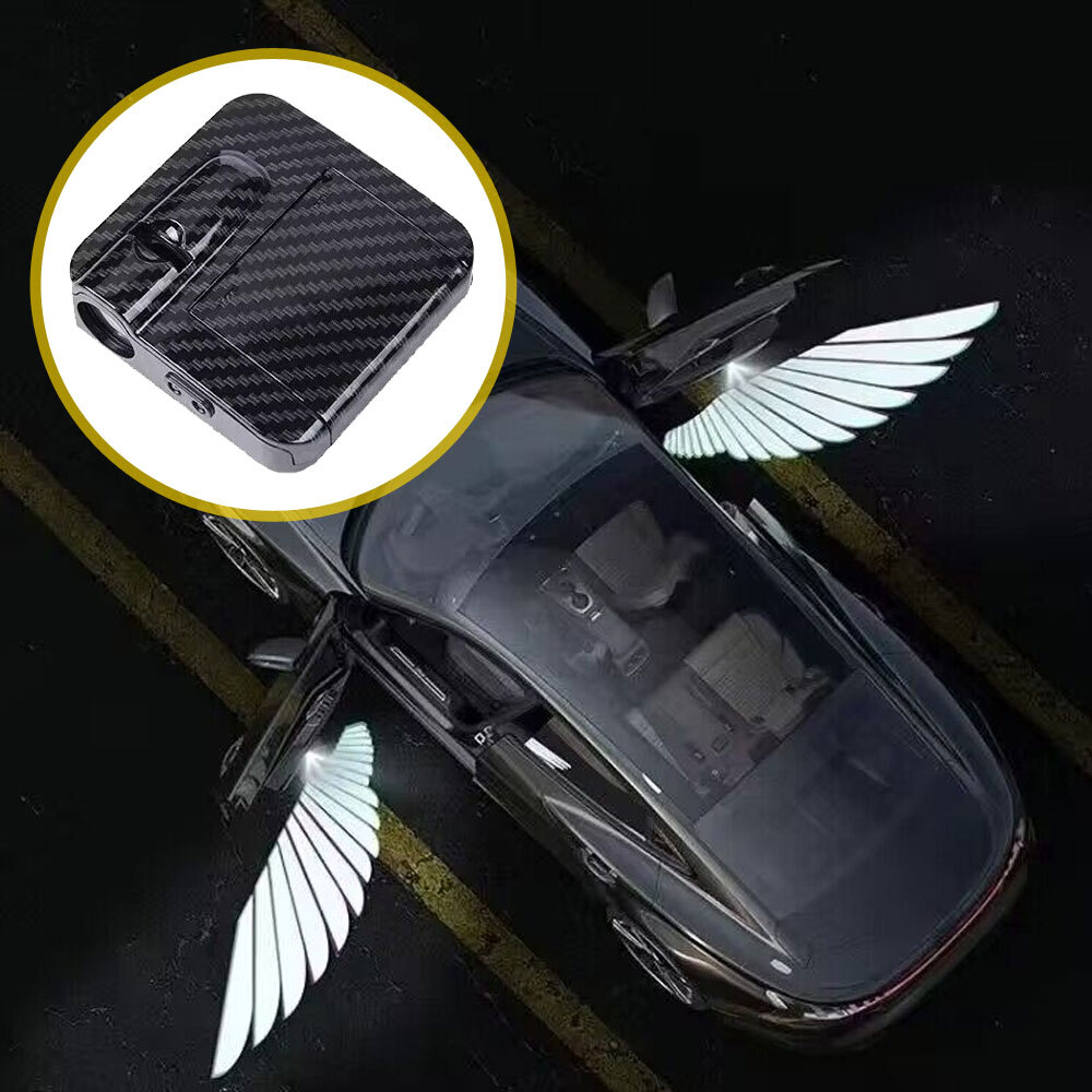 1Pair Wireless Car Door Parts Atmosphere Light Angel Wings LED Bulbs Universal