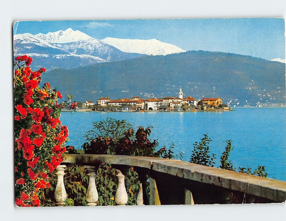 Postcard Aerial View Isola Superiore Lago Maggiore Italy