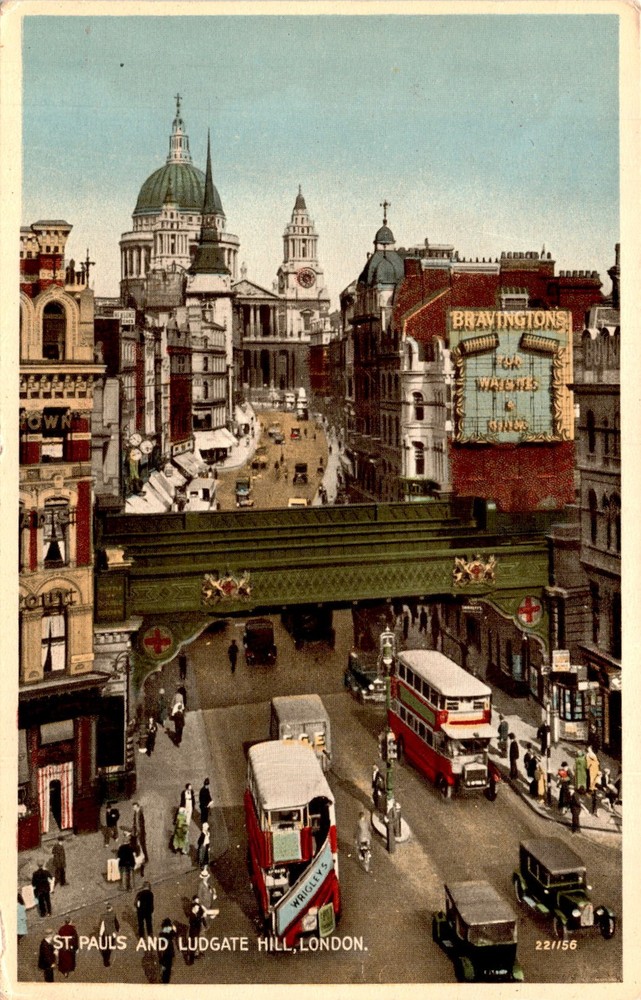 St. Paul's, Ludgate Hill, London, Fleet Street, St. Martin's, Lud Postcard