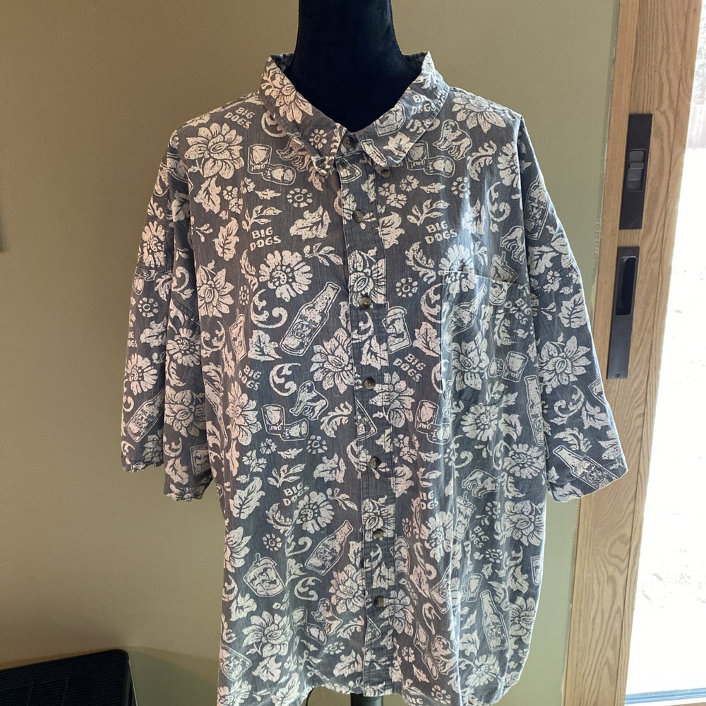 Big Dogs 4X Men’s Shirt Button Up Short Sleeve Hawaiian Style  Beer Cocktail
