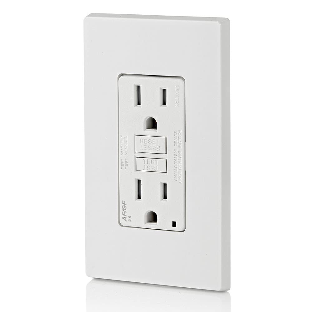 Dual-Function AFCI/GFCI Outlet, 15 Amp, Self Test, Tamper-Resistant with LED ...