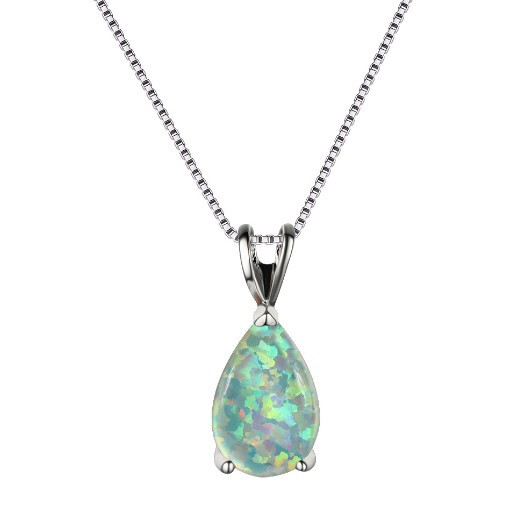 Xmas Gift Round White Fire Opal Gemstone Flower Cross Silver Necklace Pendants