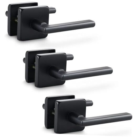 Matte Black 3-Pack Passage Door Handles for Closet No Lock