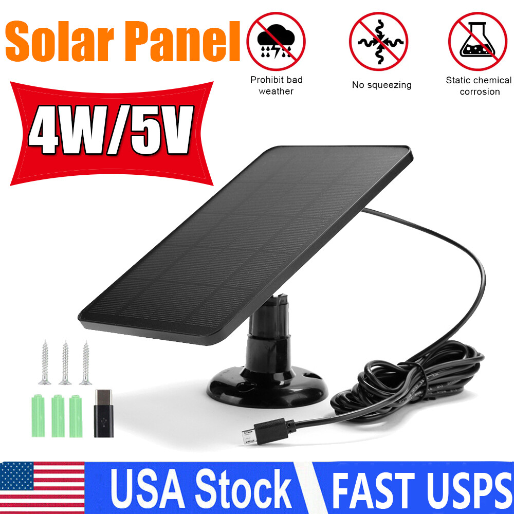 Solar Panel Charger Ring Spotlight Camera Doorbell Solar Charger Micro USB TypeC