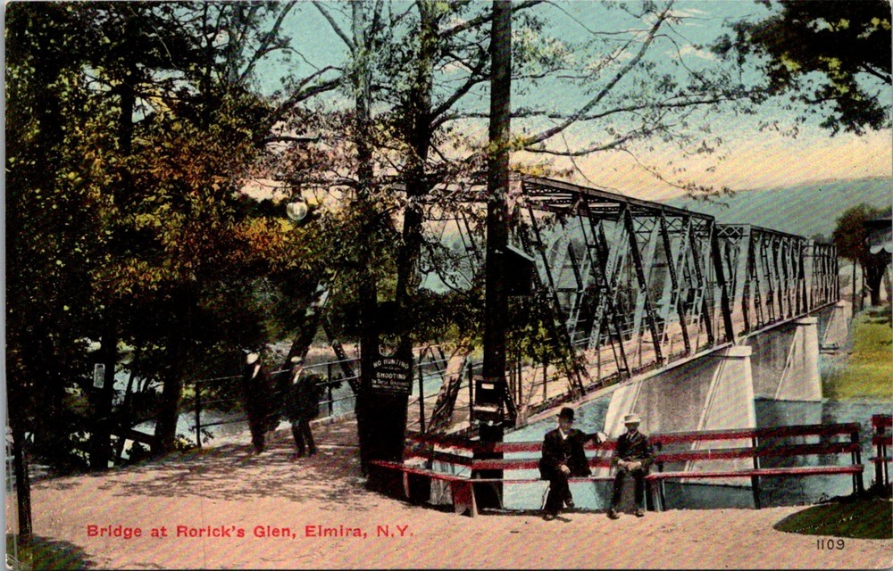 Elmira NY-New York, New Bridge at Rorick's Glen, Antique Vintage Postcard