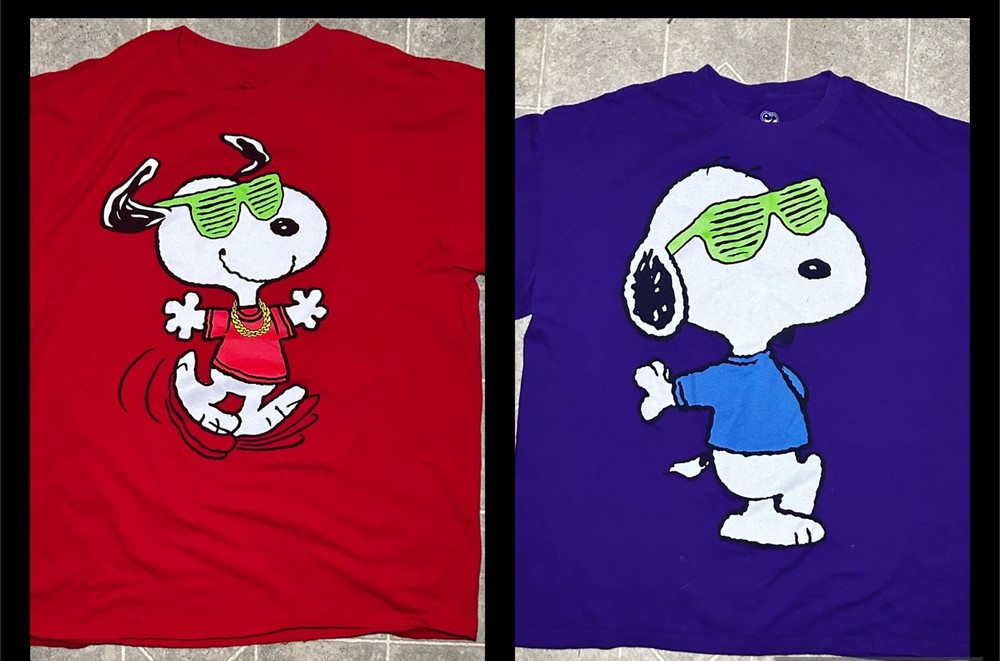 2 Peanuts Snoopy T-Shirt Mens XL Short Sleeve Blue Crew Neck I'll Do It Tomorrow