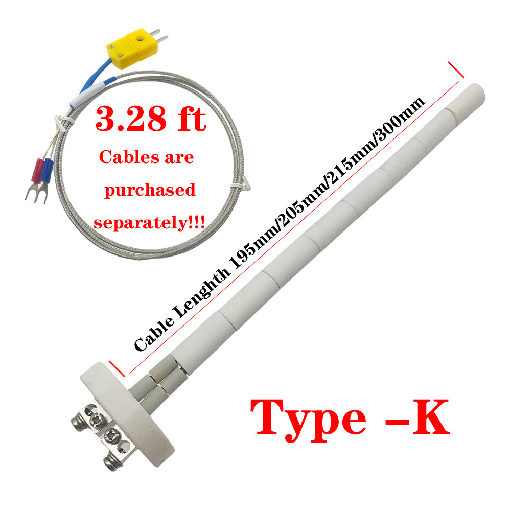 NEW High Temperature Type K Thermocouple Core Ceramic Kiln Probe 2372°F