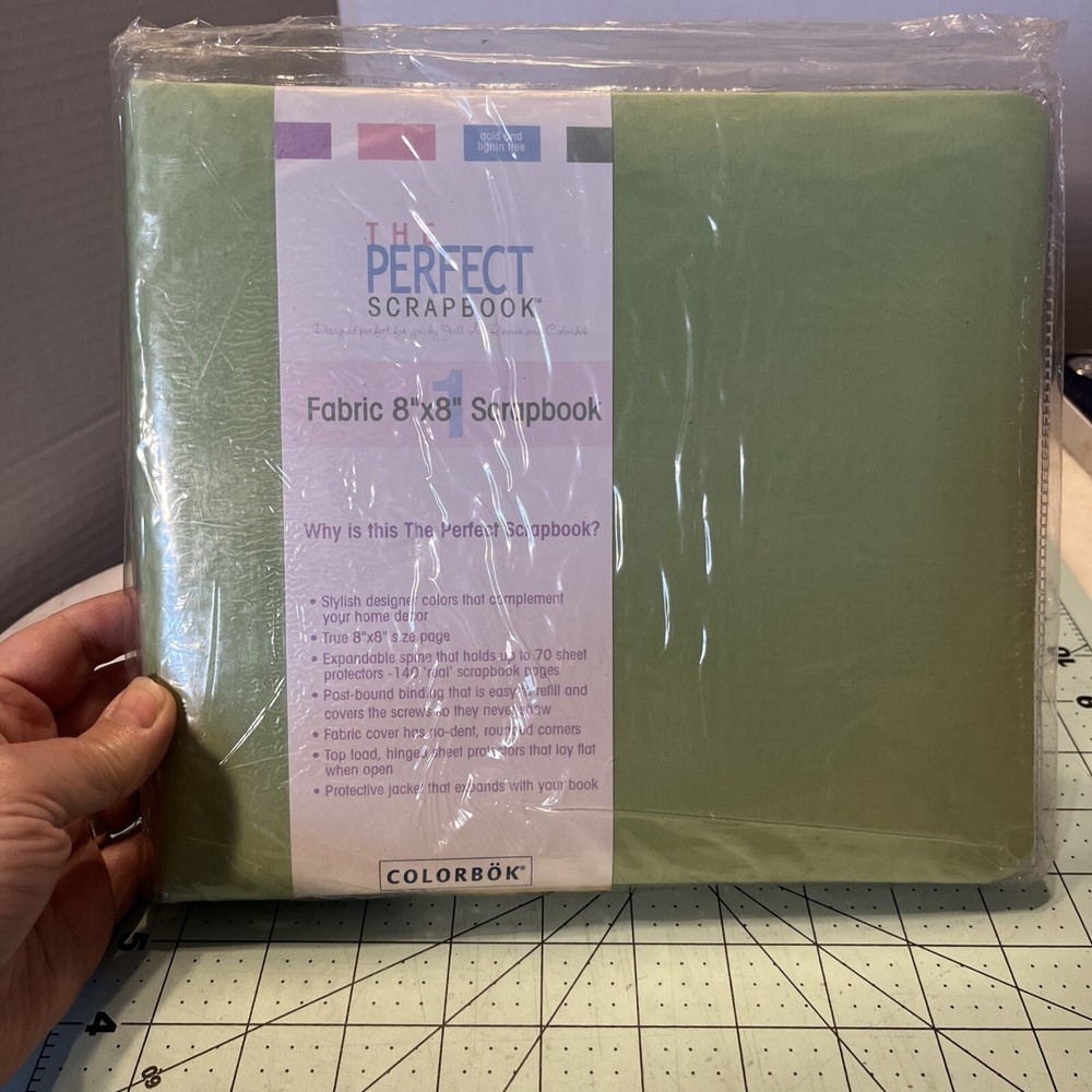 Colorbok The Perfect Scrapbook Acid Free Post Bound Green Apple Cloth Sealed-image