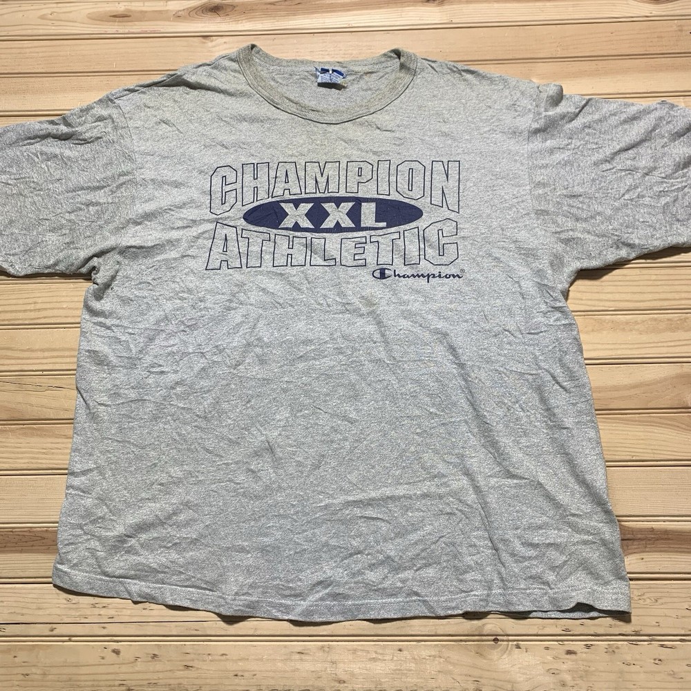 Vintage 90s Champion Athletics Single Stitch Grey Shirt Size 2XL
