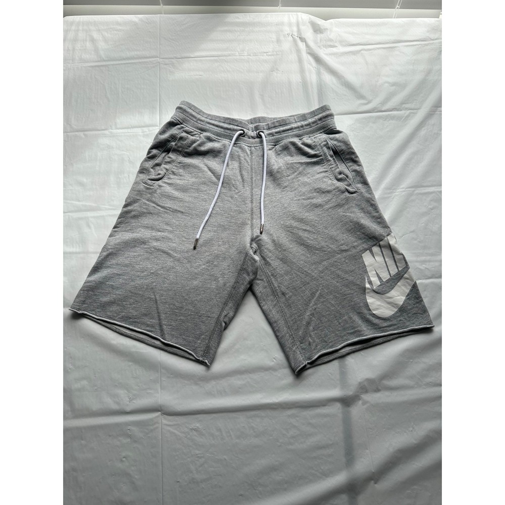 Nike Mens Sportswear French Terry Shorts Gray Logo Raw Hem Small