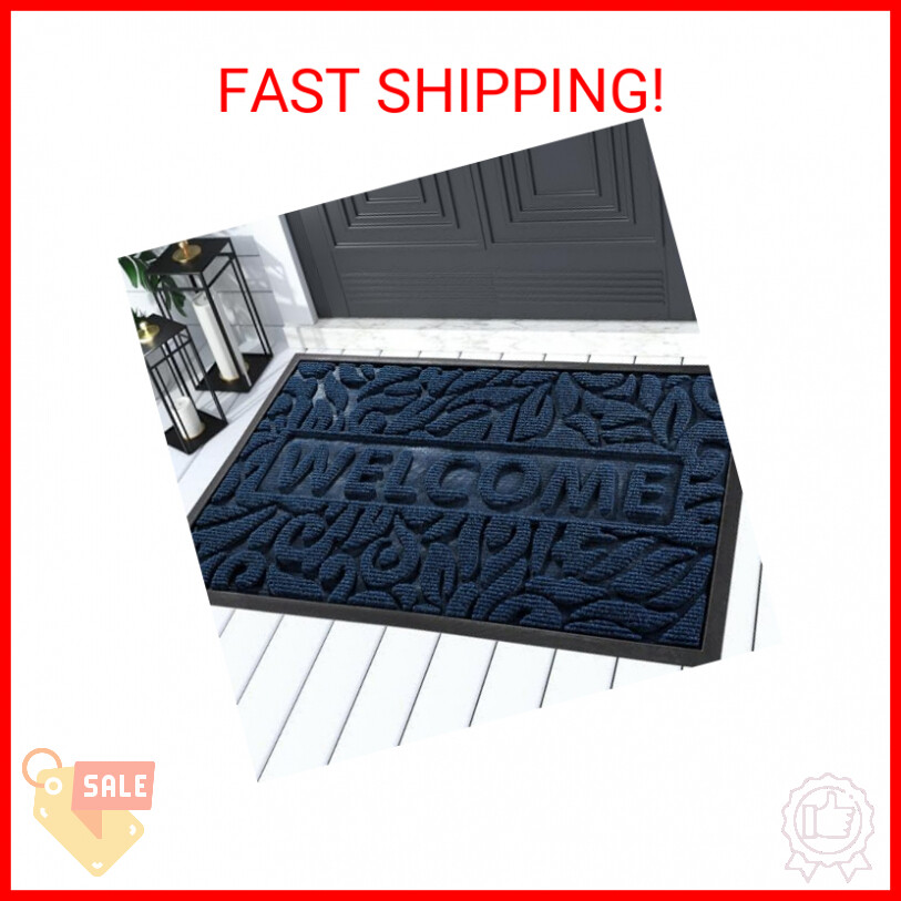 Yimobra Welcome Front Door Mat Outdoor, Heavy Duty Sturdy Non Slip Doormats, Rub