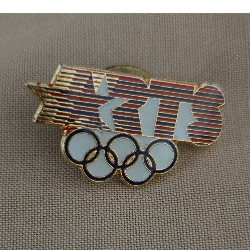 Olympic Pinback Lapel Pin Arts Design with Olympic Rings Collectible
