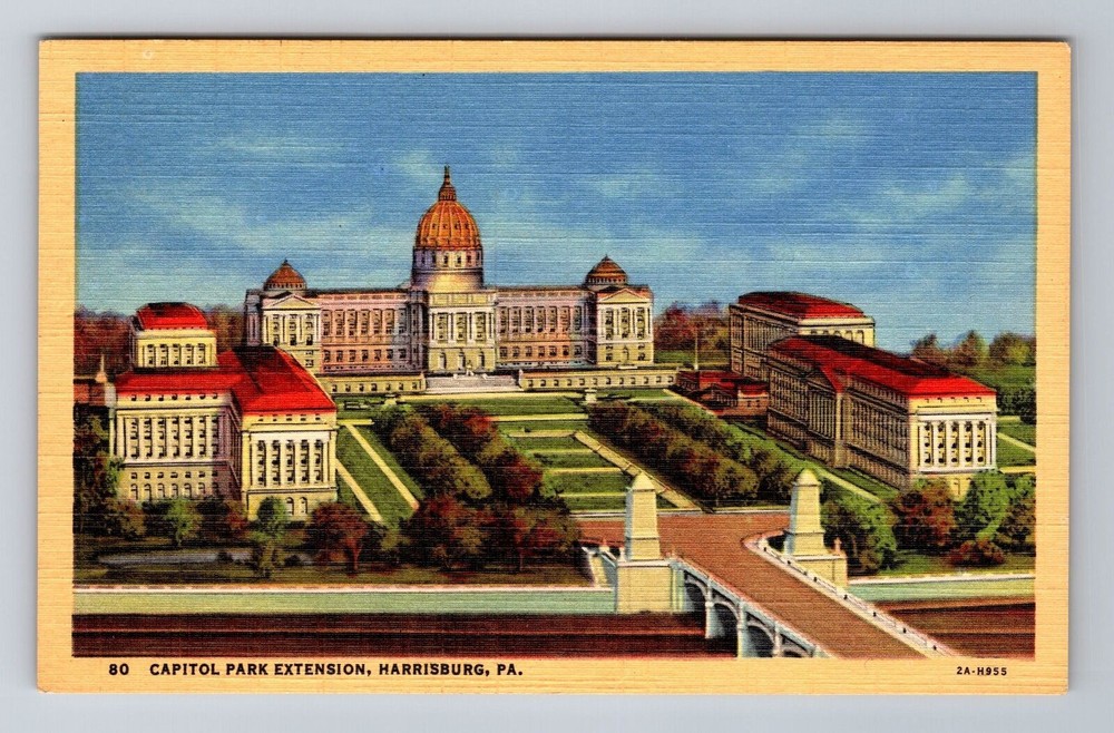 Harrisburg PA-Pennsylvania, Capitol Park Extension, Vintage Souvenir Postcard