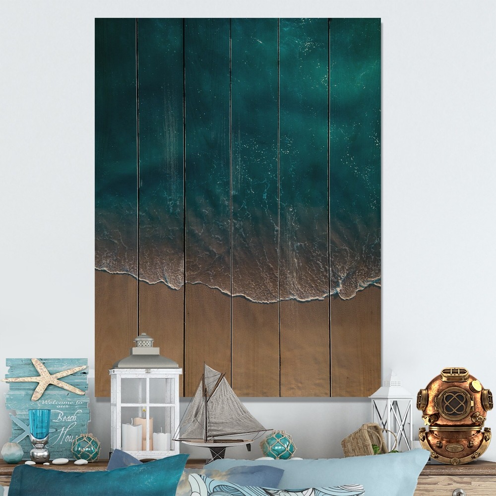 Designart 'Ocean Beach Aerial View VI' Nautical & Coastal