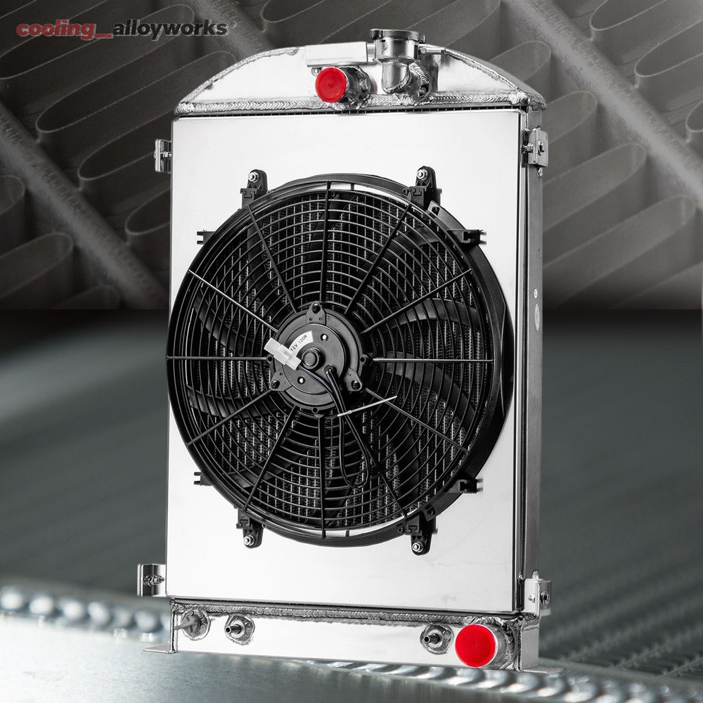 Aluminum 3-CORE Radiator+Shroud Fan Fit 1935-1936 35 36 Ford Model A GM Chevy V8