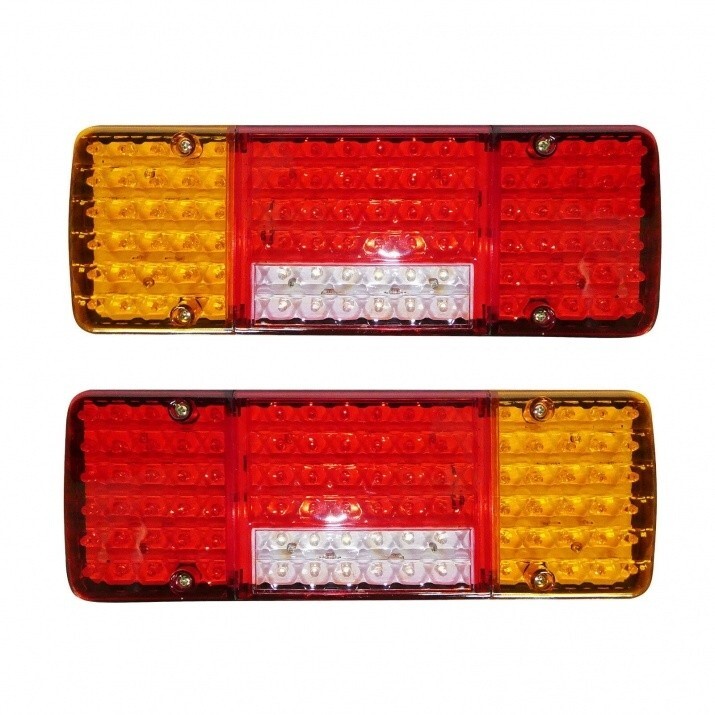 Set of 2 Rear 98 LED Stop Lights, Indicator & Fog Lamps for Trailers, Trucks, Tippers, Vans – 12V Compatible