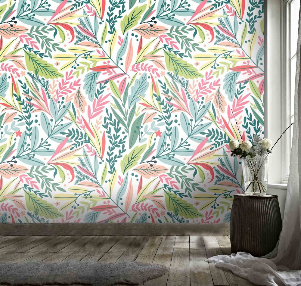 3D Leaves Plantation Pattern Wall Murals Wallpaper Murals Wall Sticker