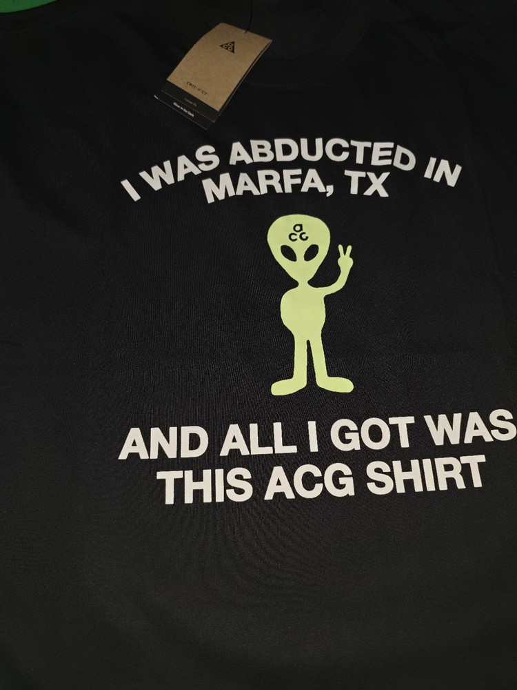 Nike ACG Men's Black Cotton Loose Fit Alien Graphic Short Sleeve T-Shirt XL