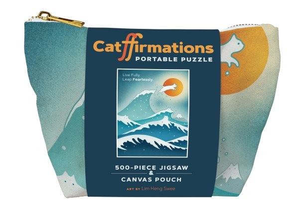 Catffirmations Portable Puzzle : 500-piece Jigsaw & Canvas Pouch, Game by Swe...